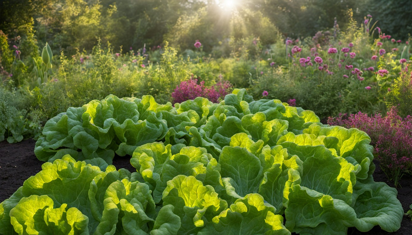 Generated illustration: leafy greens growing in a garden