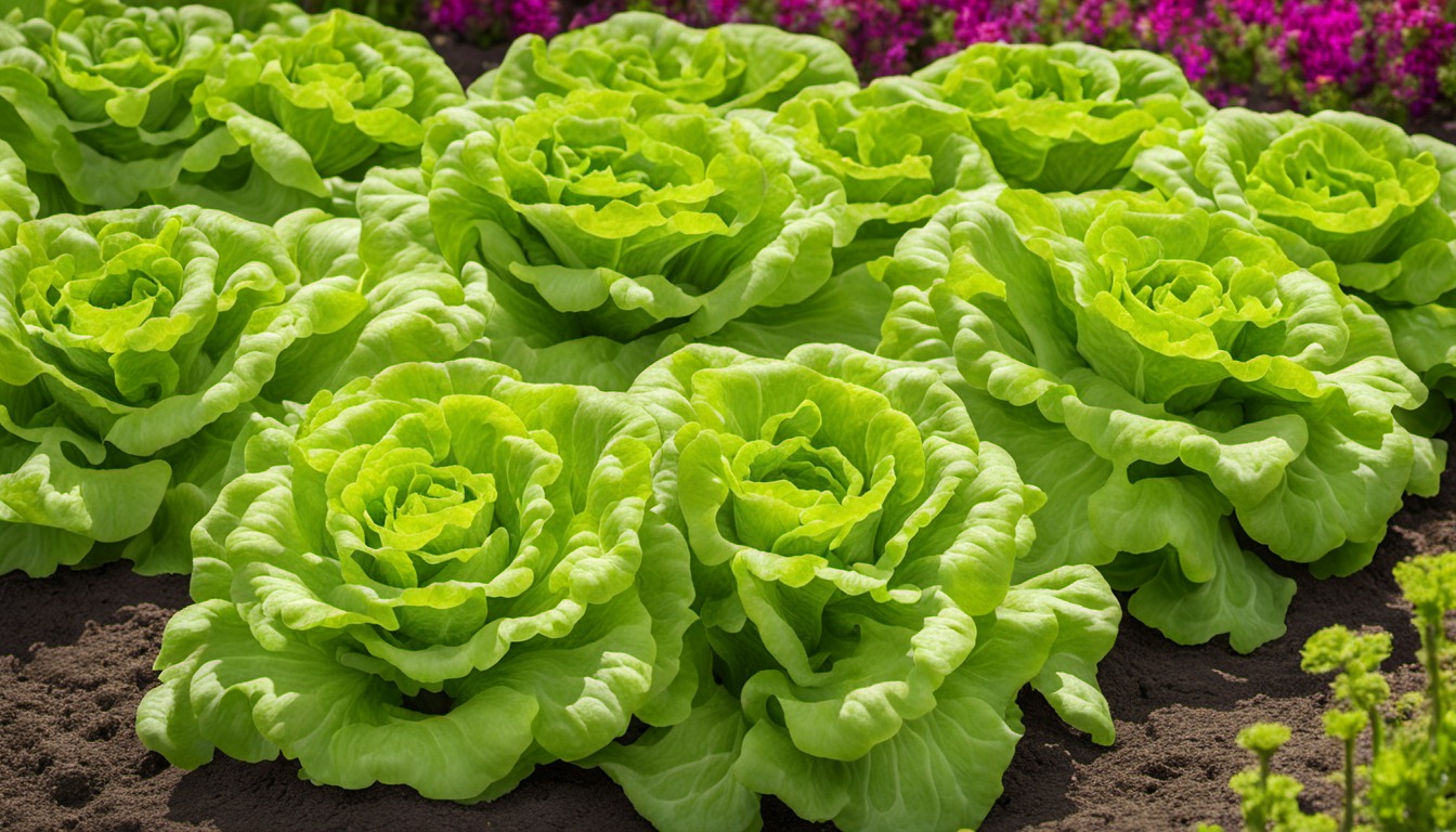 Generated illustration: green lettuce in a garden bed
