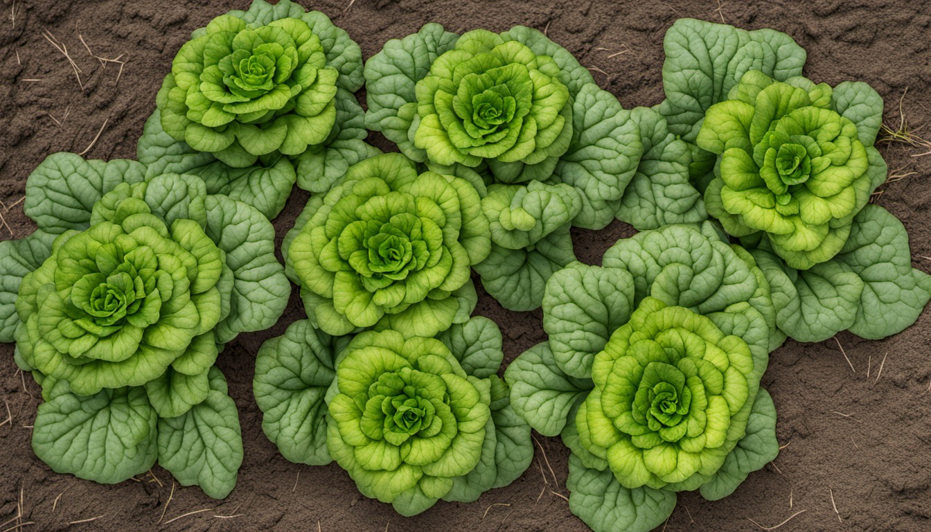 Generated illustration: leafy green vegetables in a garden bed
