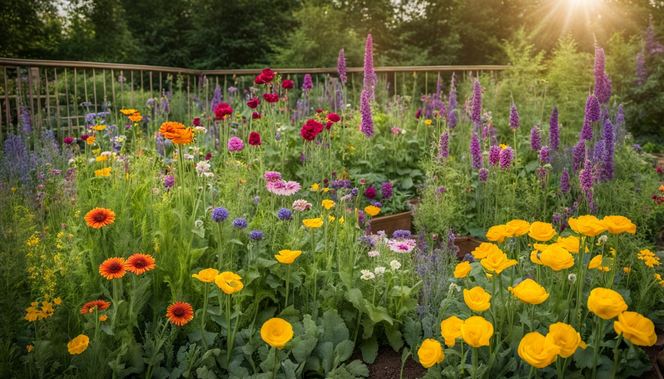 Generated illustration: colorful flowers in a garden