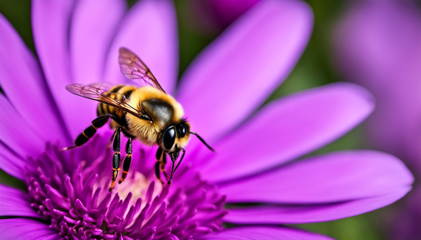 Generated illustration: a bee on a purple flower