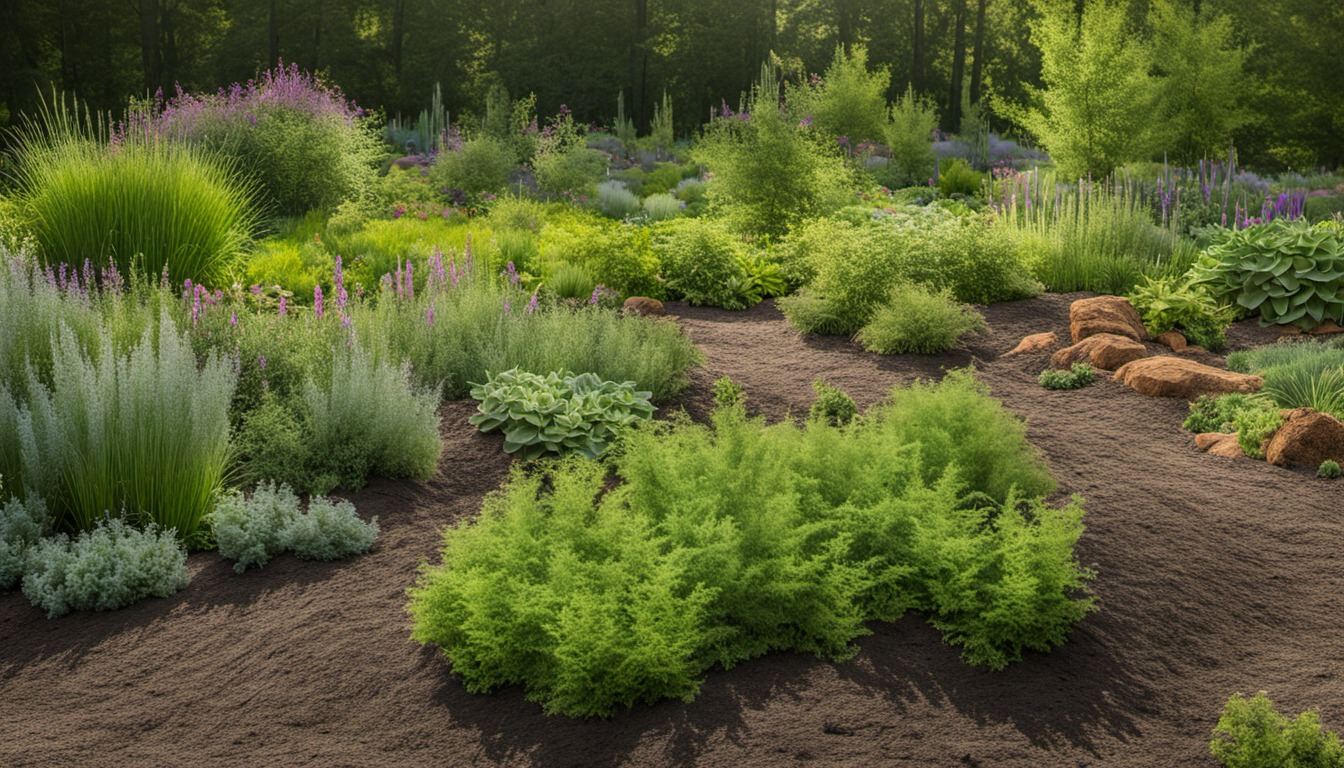 Generated illustration: green plants growing in a garden bed