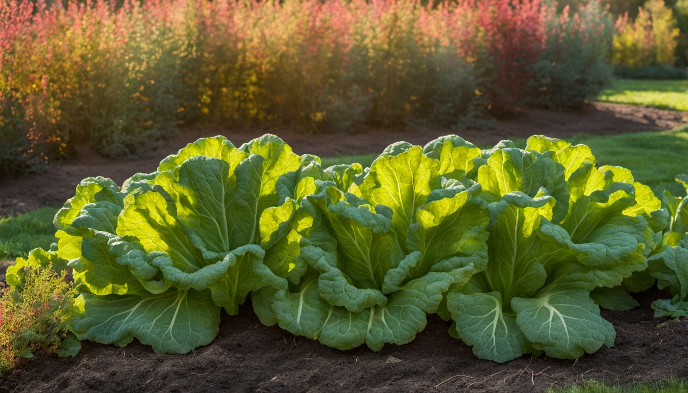 Generated illustration: leafy greens in a garden bed