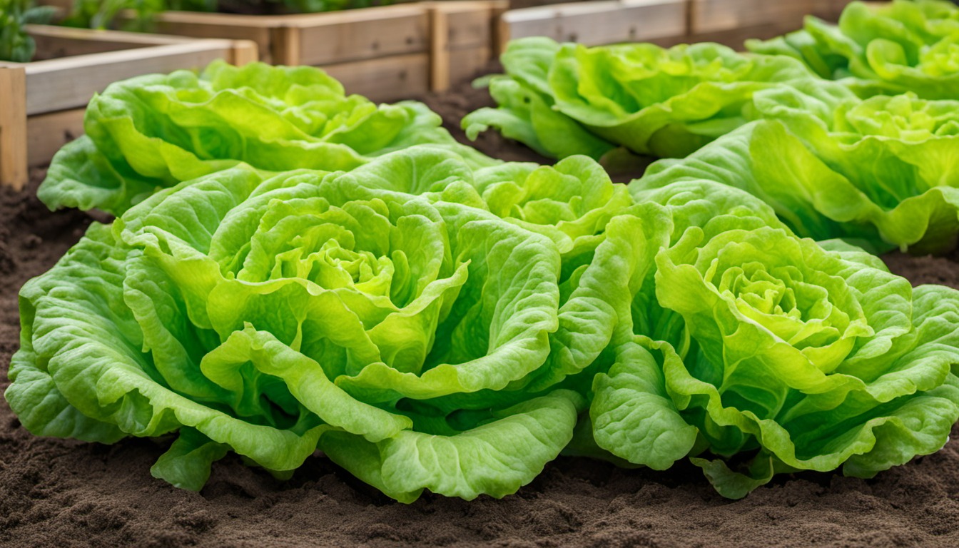 Generated illustration: green lettuce in a garden bed