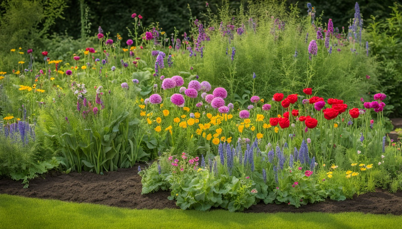 Generated illustration: garden flowers in bloom