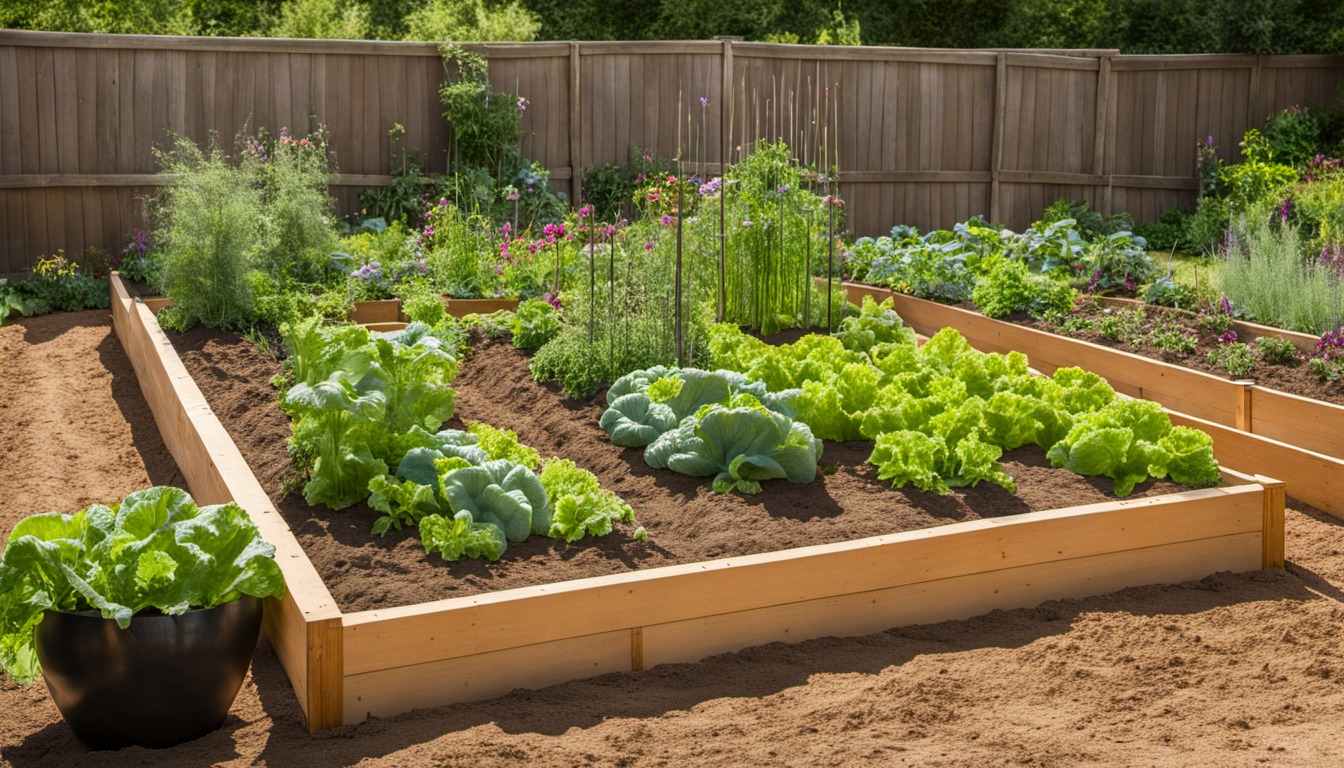 Generated illustration: a vegetable garden bed