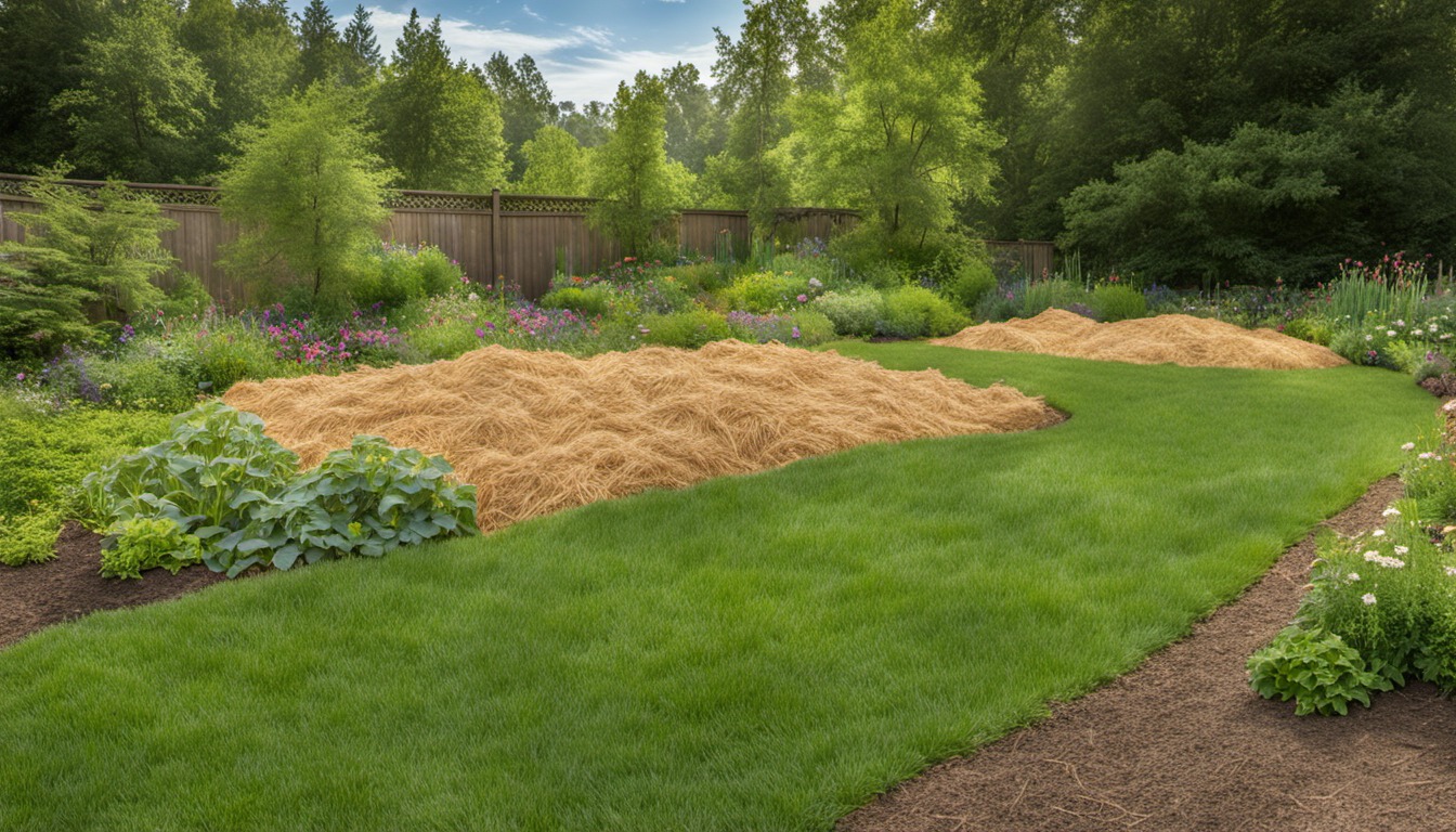 Generated illustration: straw in a garden