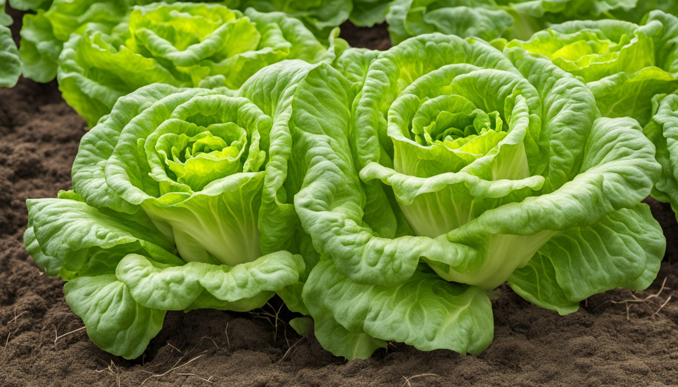 Generated illustration: lettuce plants growing in a vegetable bed
