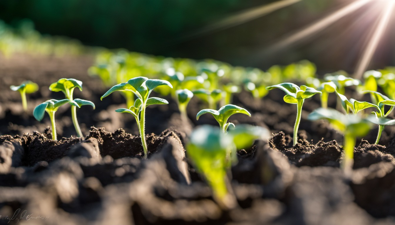 Generated illustration: young seedlings growing in soil