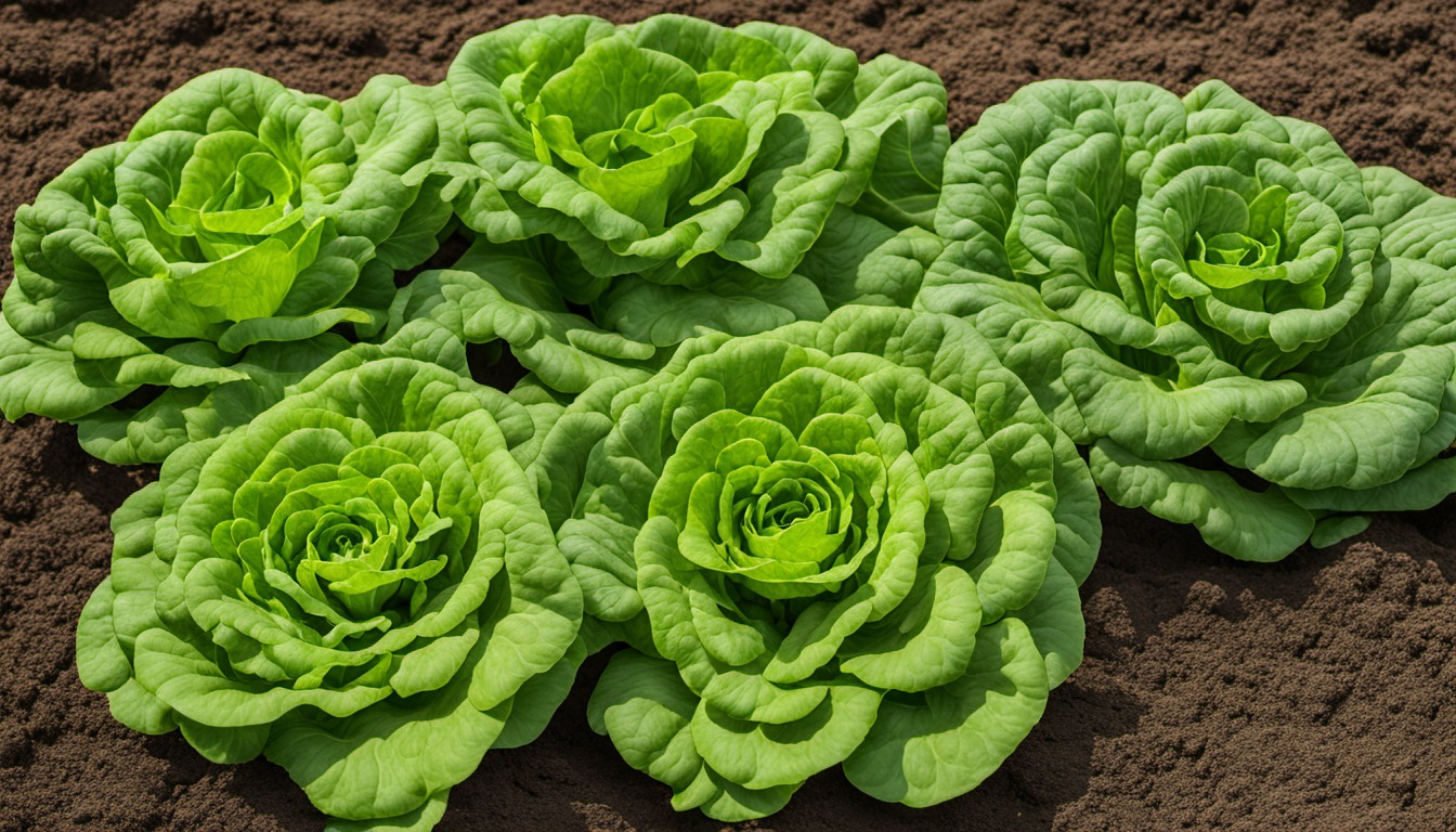 Generated illustration: healthy leafy greens in amended garden soil