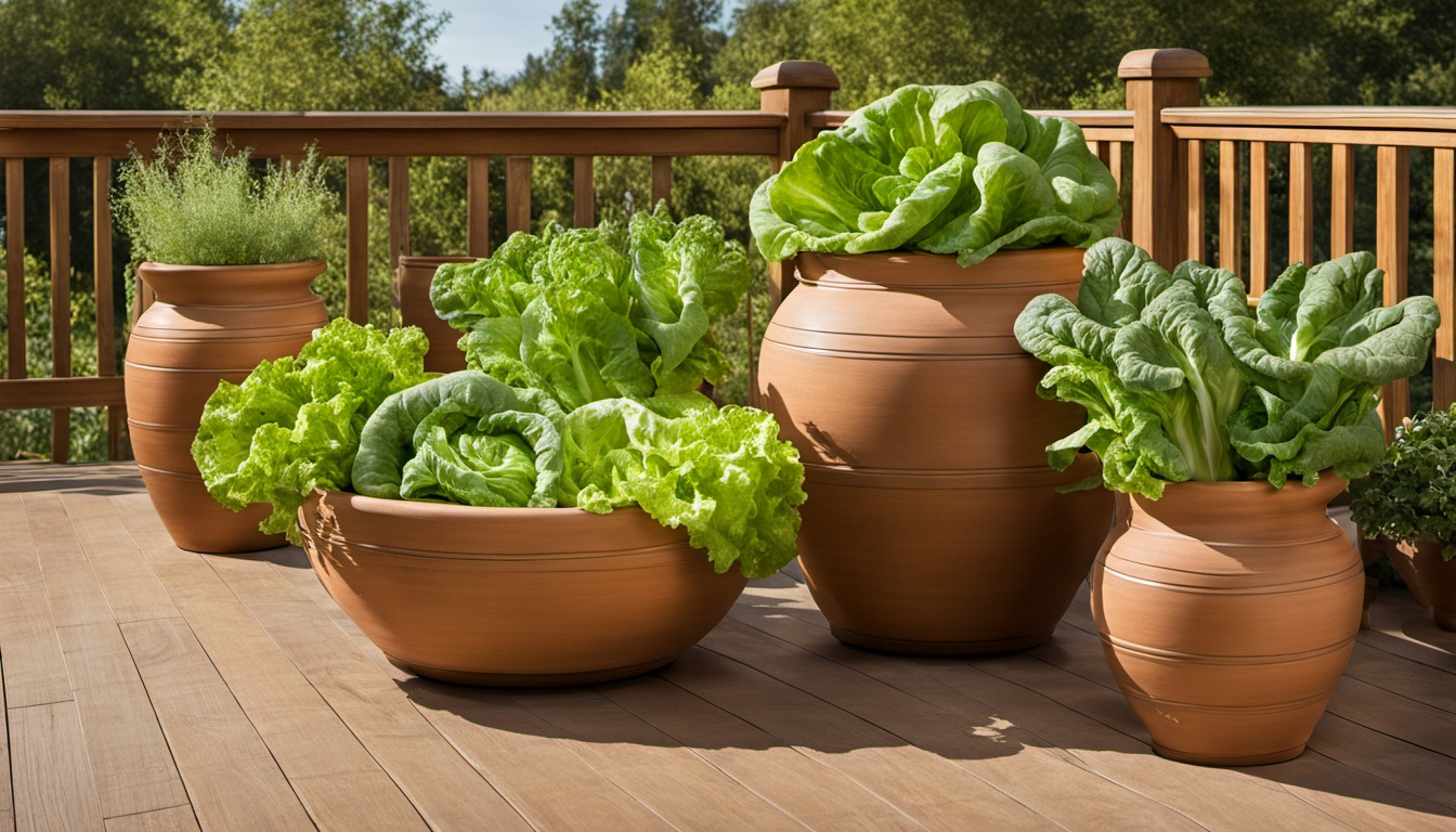 Generated illustration: potted leafy greens on a patio