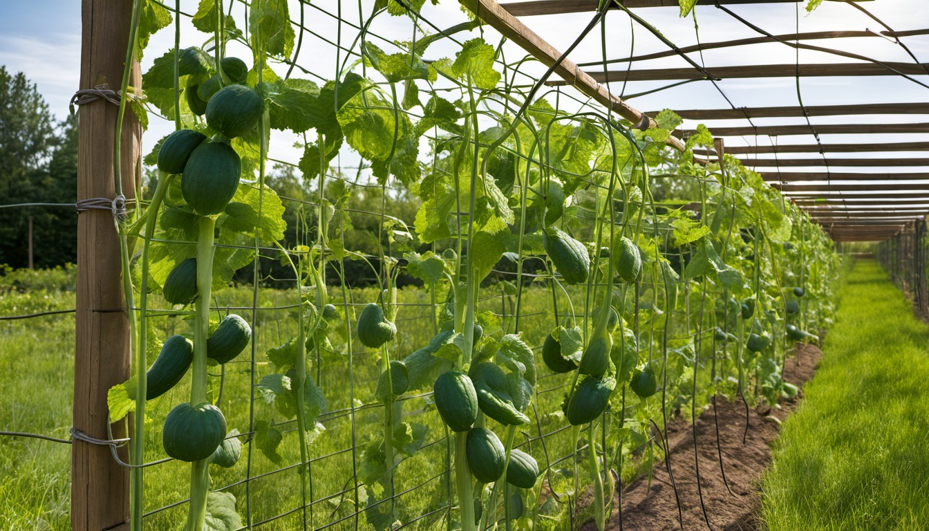 Generated illustration: green vines growing on a garden trellis