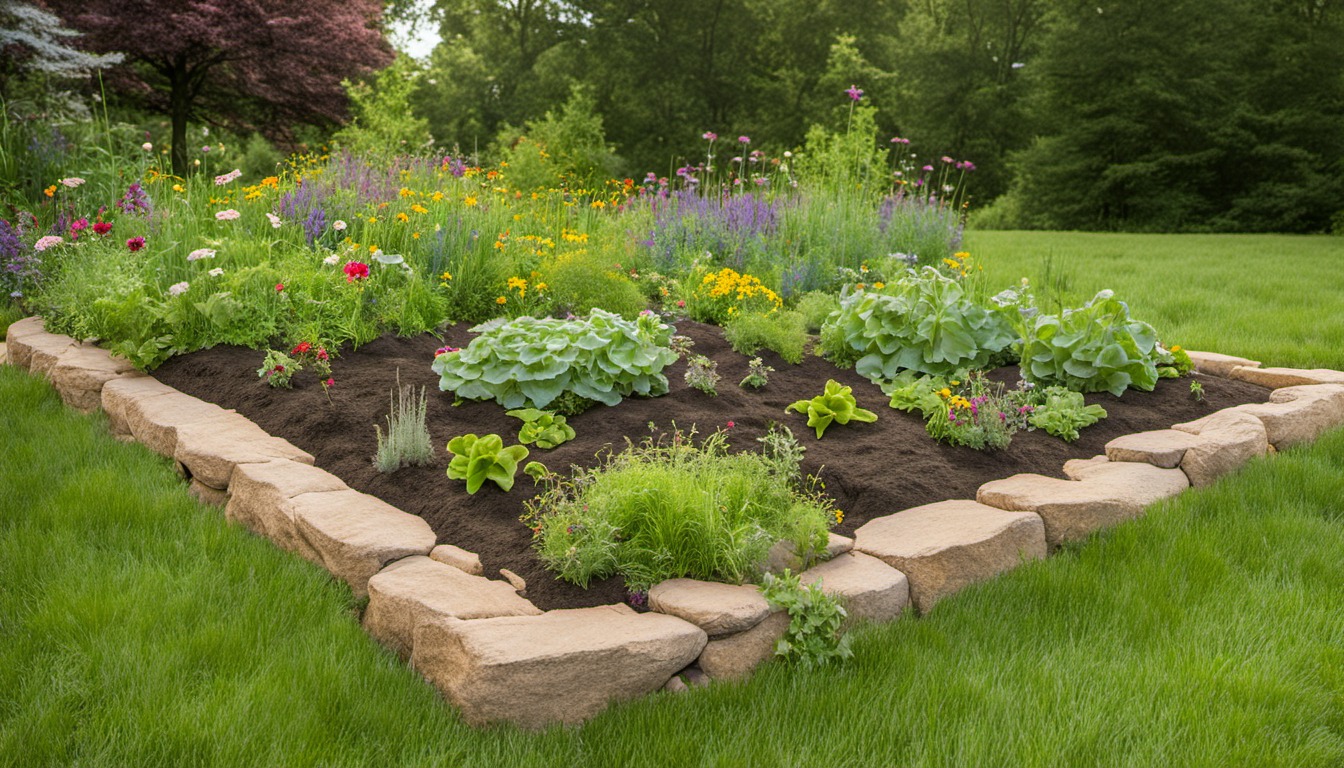 Generated illustration: leafy garden bed