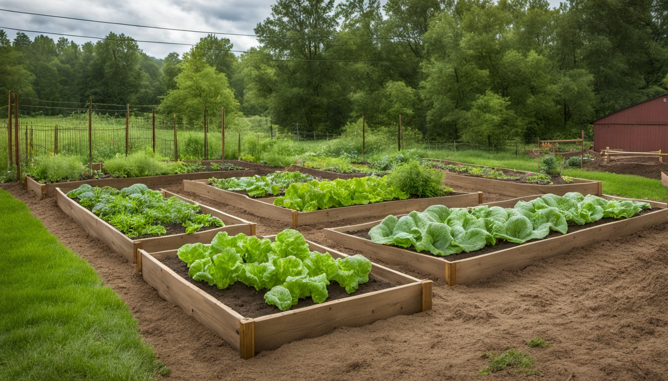 Generated illustration: vegetable garden beds