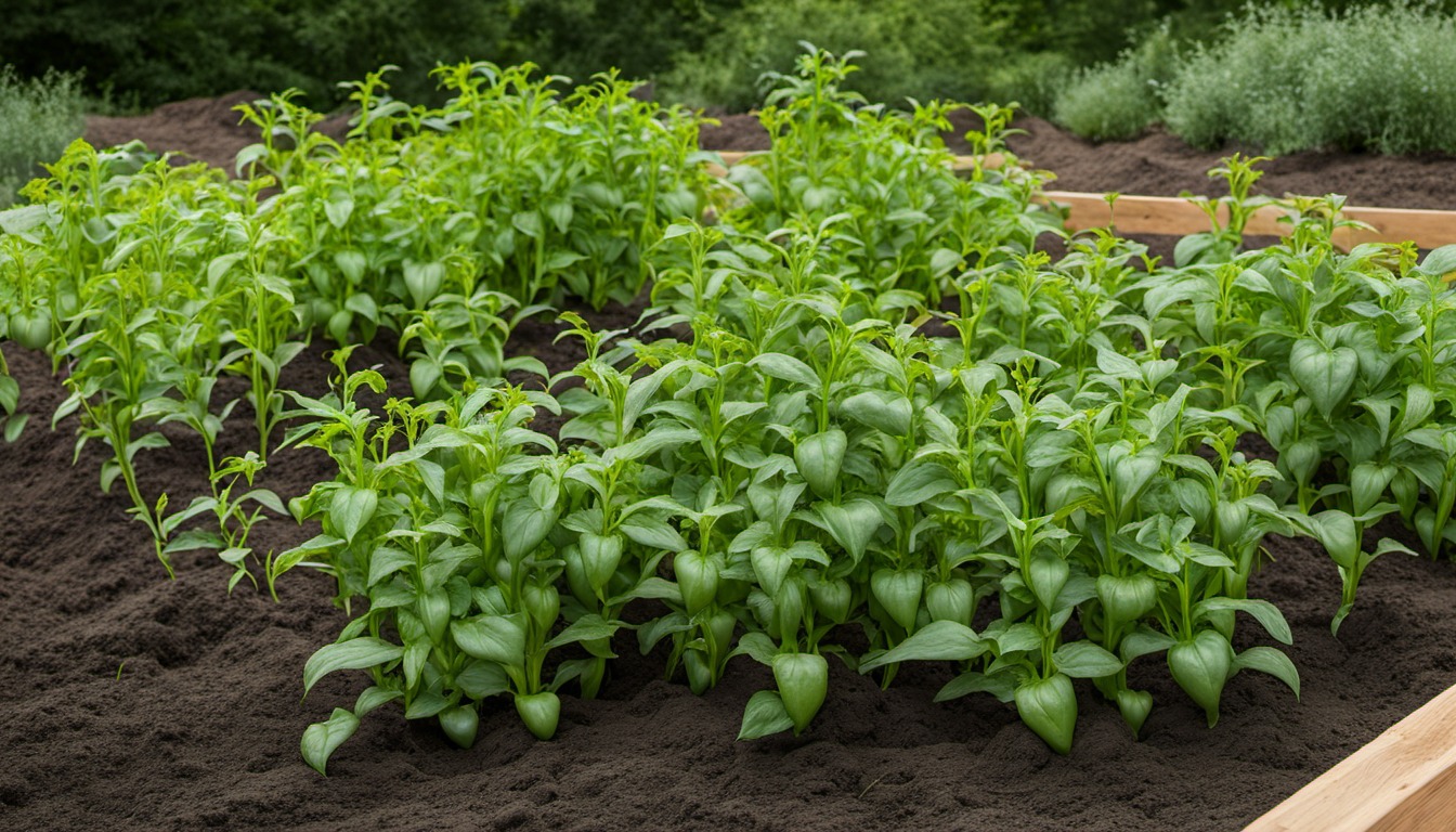 Generated illustration: green plants in a garden bed