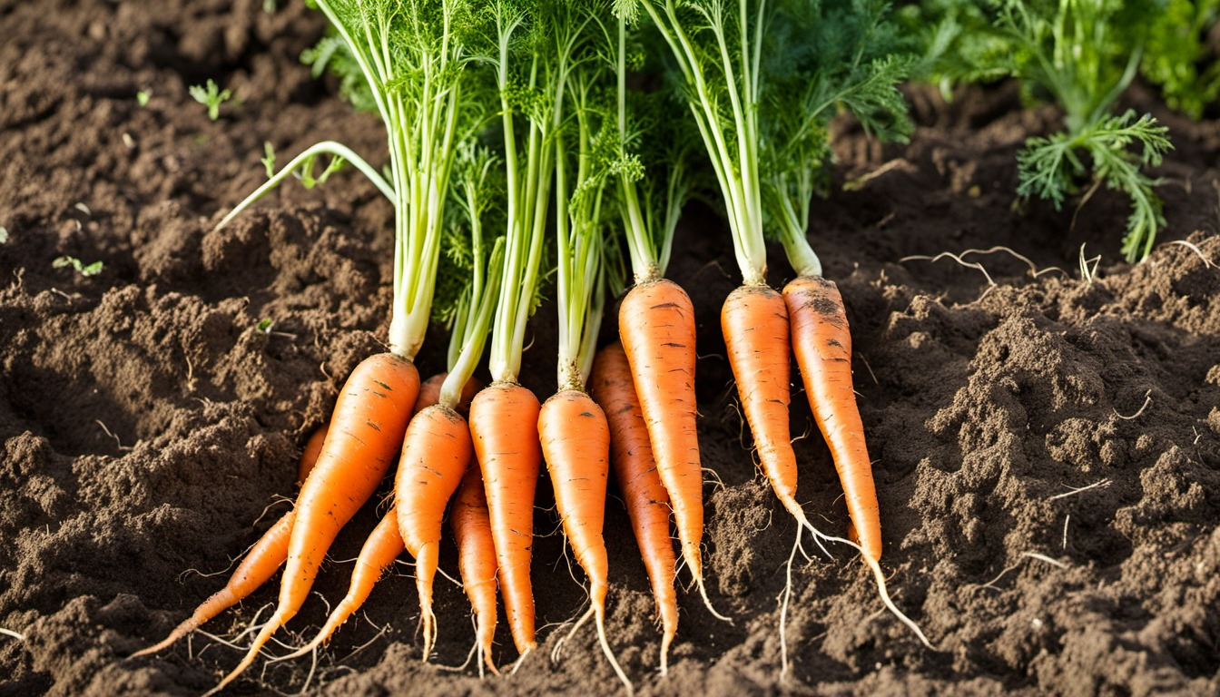 Generated illustration: harvested carrots on garden soil