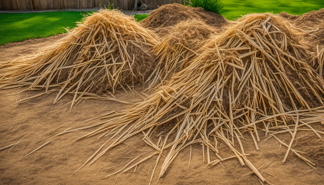 Generated illustration: piles of straw on garden soil
