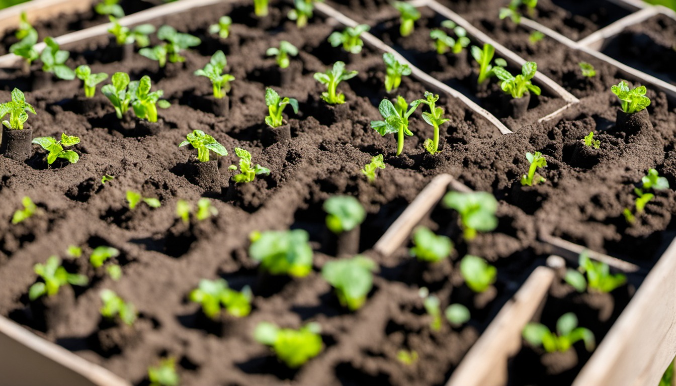 Generated illustration: small seedlings in a garden bed