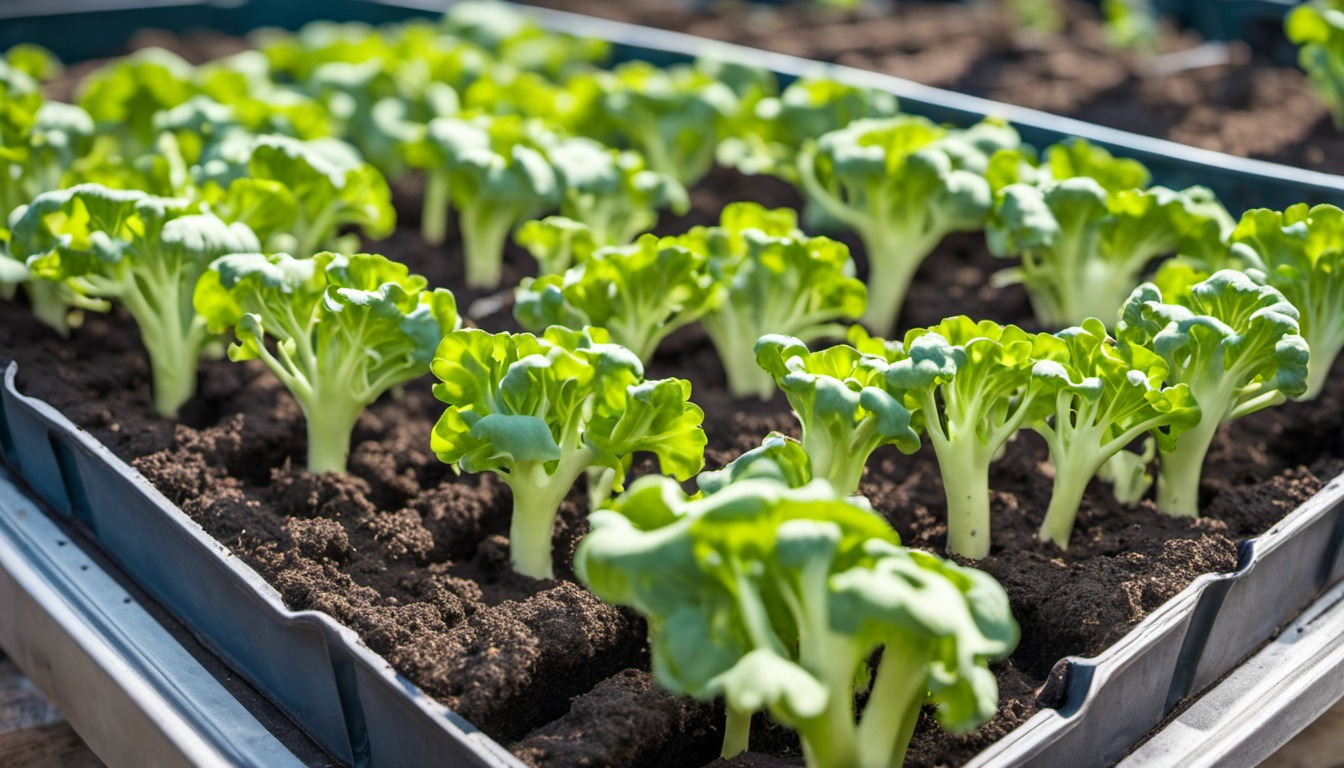 Generated illustration: green seedlings growing in a tray