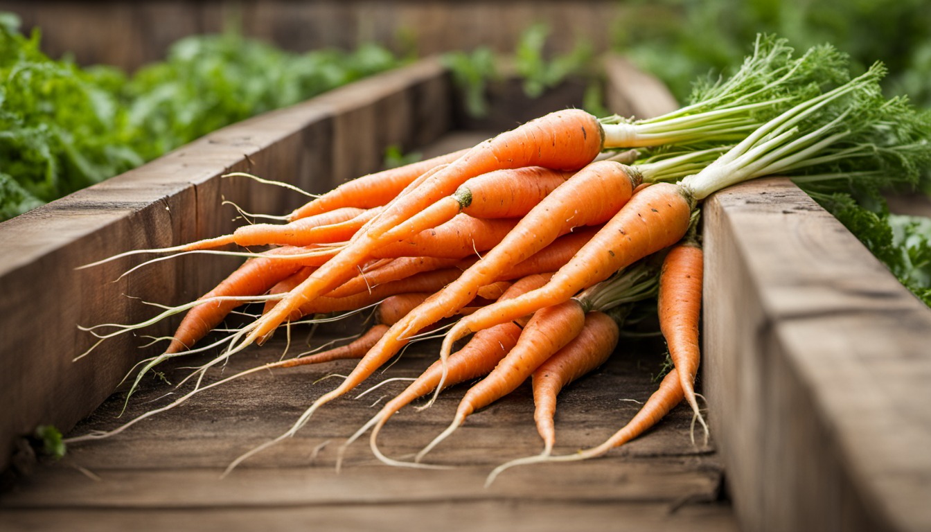 Generated illustration: fresh carrots pulled from a vegetable bed