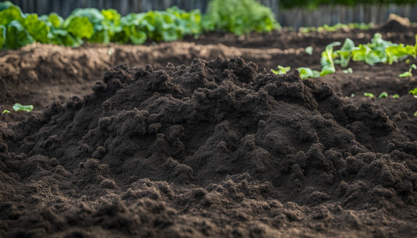 Generated illustration: dark soil in a garden