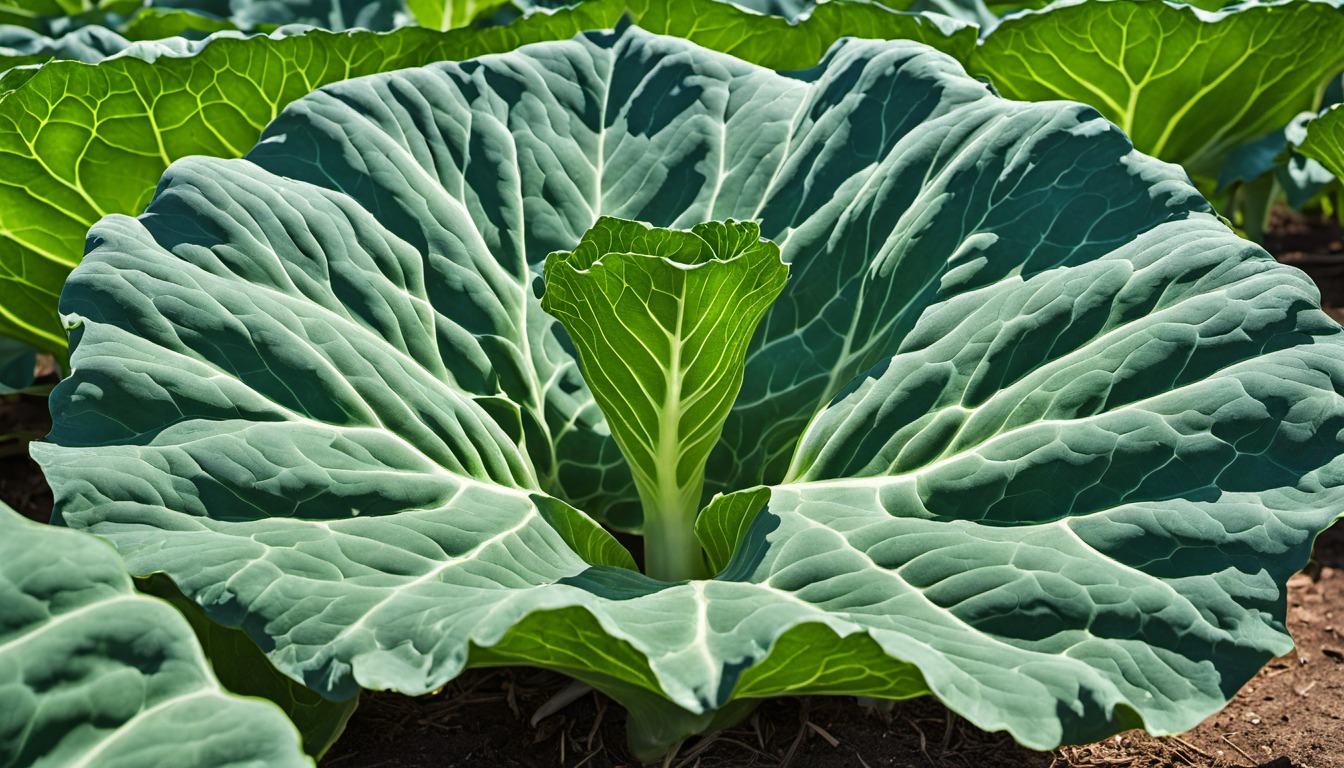 Generated illustration: large leafy green plants in a garden