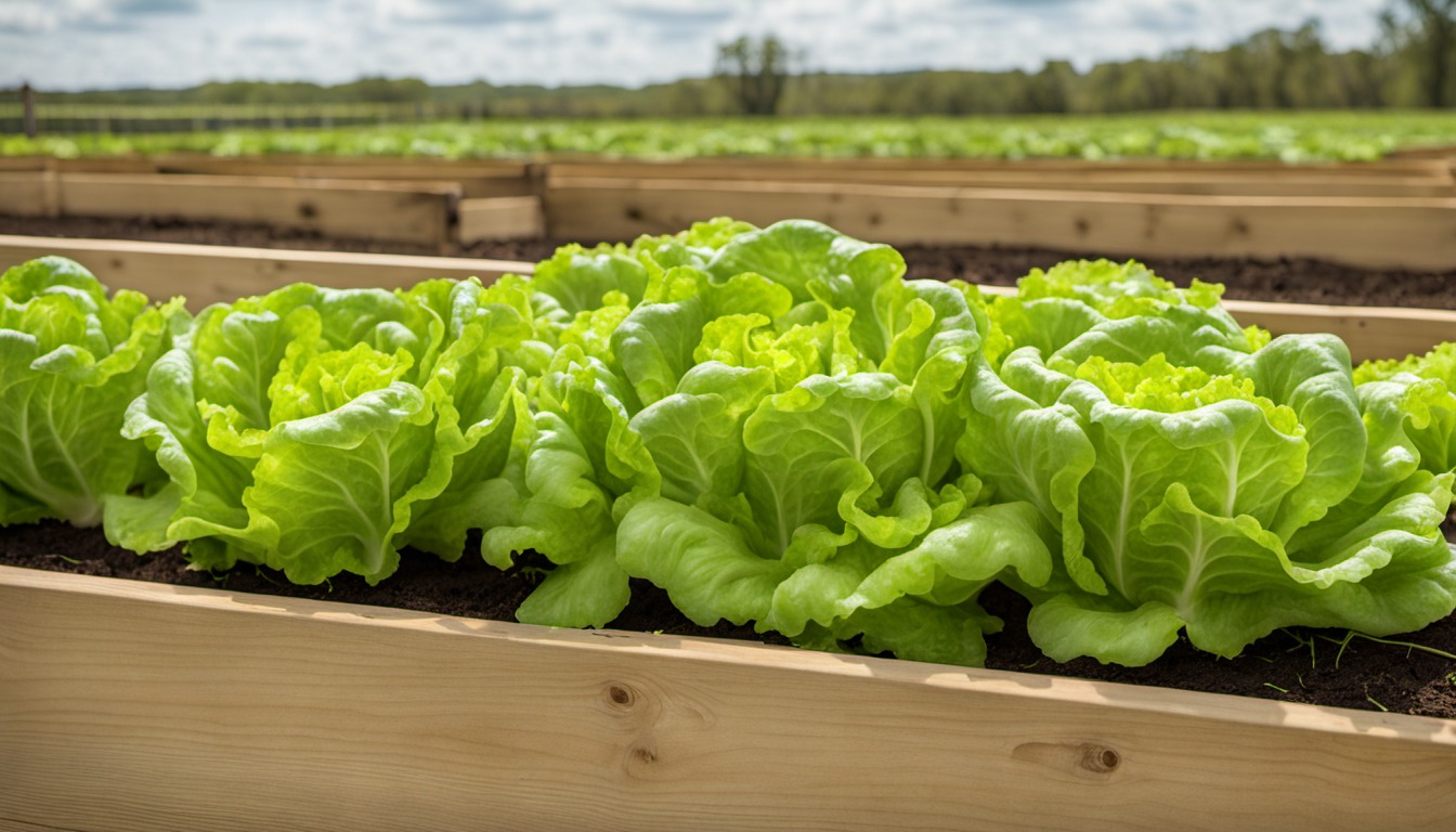 Generated illustration: loose leaf lettuce in a Texas raised bed