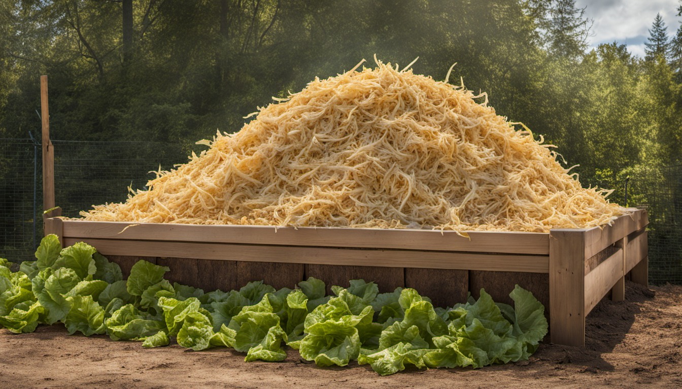 Generated illustration: a pile of straw beside a garden bed
