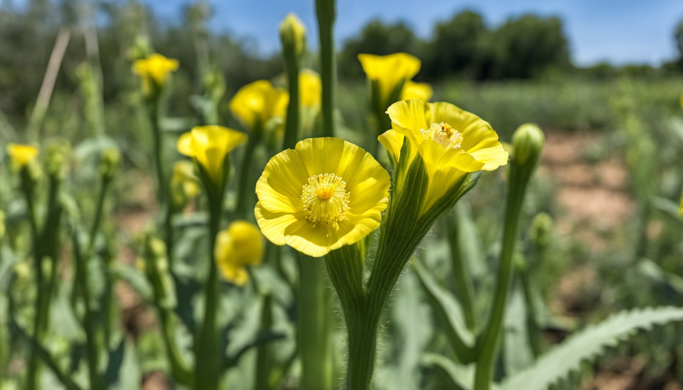 Generated illustration: yellow flowers growing in a garden