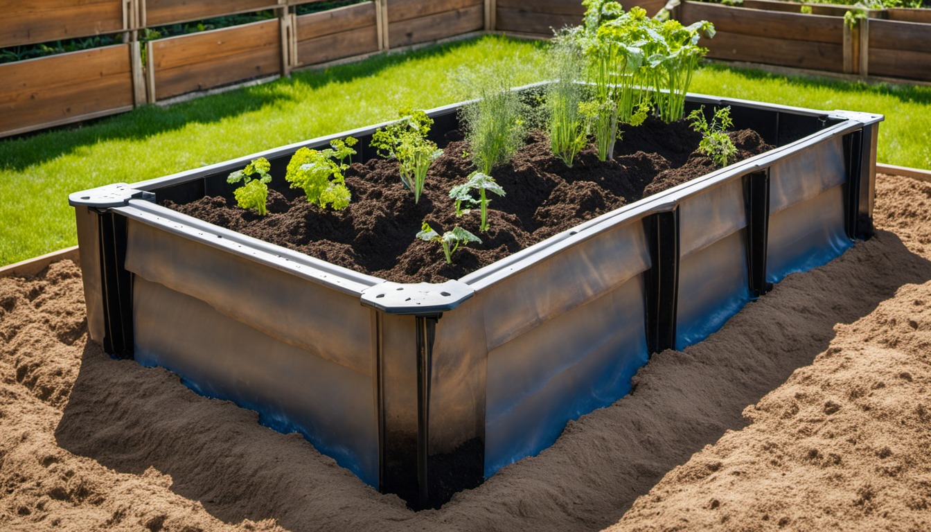 Generated illustration: a raised bed with young plants