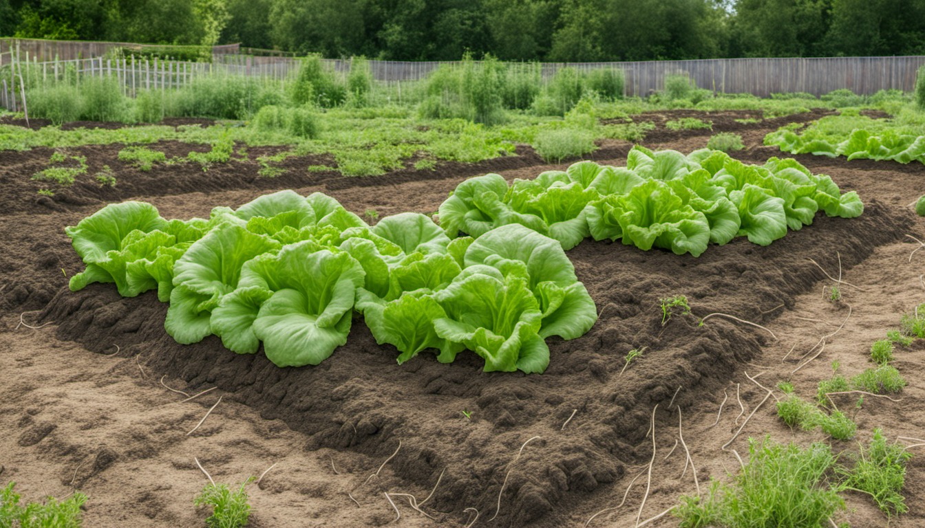 Generated illustration: leafy greens growing in garden soil